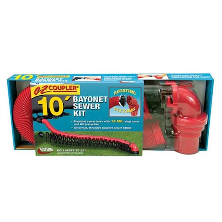 Valterra 10 Ft. Ez Coupler Sewer Hose- Red V46-D040114